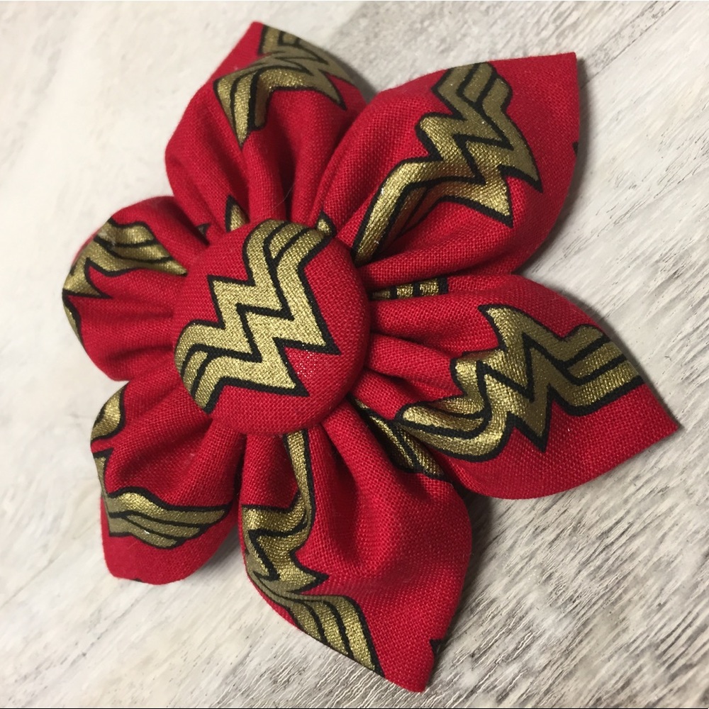 Handsewn Wonder Woman hair flower NWT